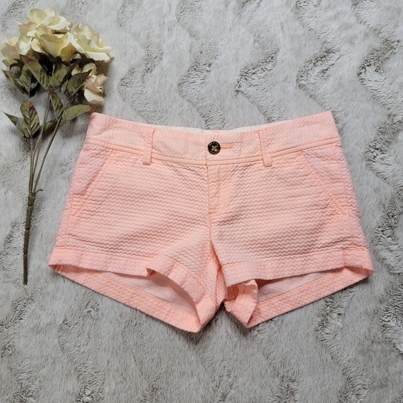 Lilly Pulitzer The Walsh Short 100% Cotton Peach Orange Size 0 - Picture 1 of 10